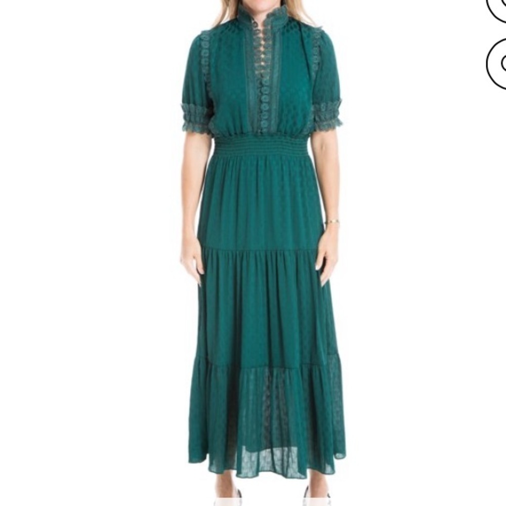 Max Studio Women's Jacquard Shine Dot Maxi Dress green‎ Emerald size: S lace